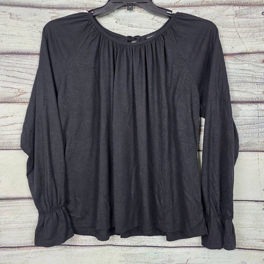 Lucky Brand Black Long Sleeve Peasant Top Womens L